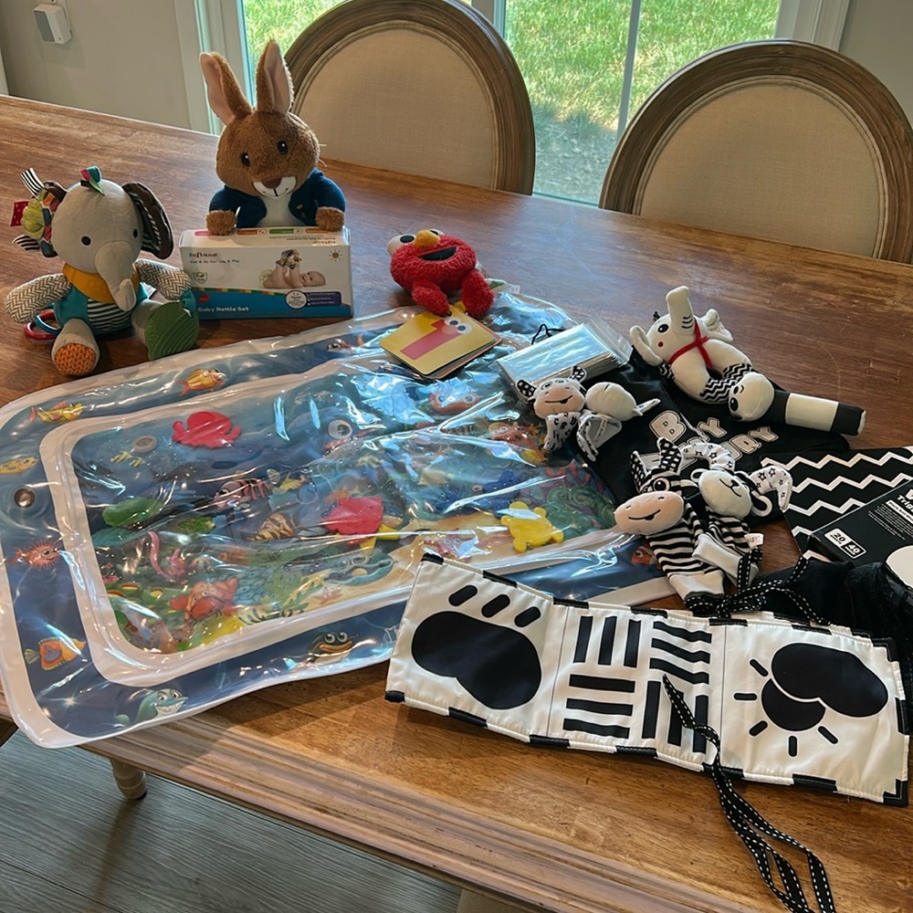 Baby Sensory Toy Bundle – Peter Rabbit, Elmo, Rattles, Vision Cards & More!